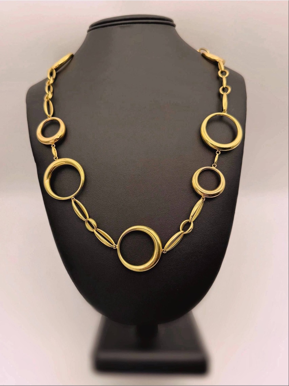 Chimento 18k Two Tone Yellow & Rose Gold Long Large Circle Oval Link Necklace Ch